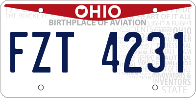 OH license plate FZT4231