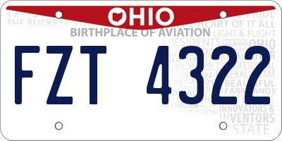 OH license plate FZT4322