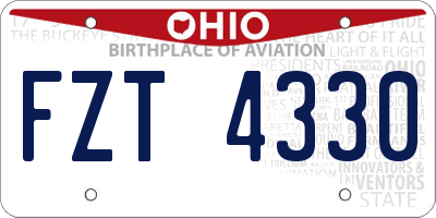 OH license plate FZT4330