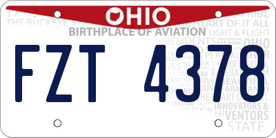 OH license plate FZT4378