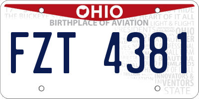 OH license plate FZT4381