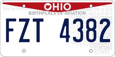 OH license plate FZT4382