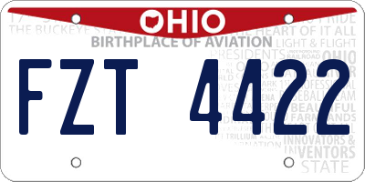 OH license plate FZT4422