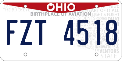 OH license plate FZT4518