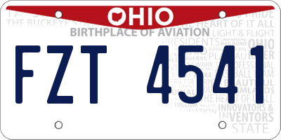 OH license plate FZT4541