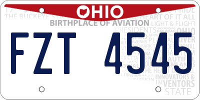 OH license plate FZT4545