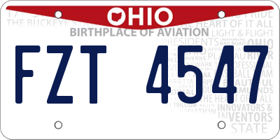 OH license plate FZT4547