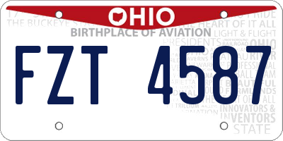 OH license plate FZT4587