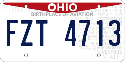 OH license plate FZT4713