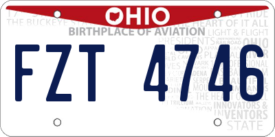 OH license plate FZT4746