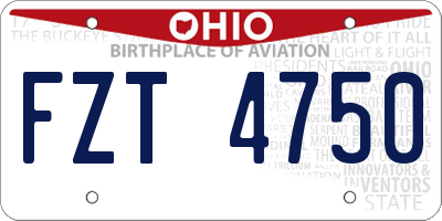 OH license plate FZT4750