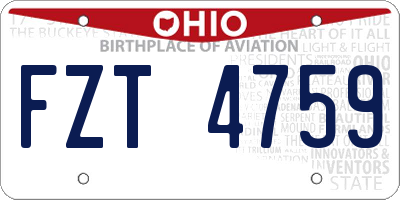 OH license plate FZT4759