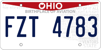 OH license plate FZT4783