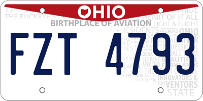 OH license plate FZT4793
