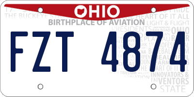 OH license plate FZT4874