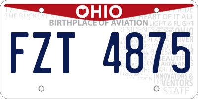 OH license plate FZT4875