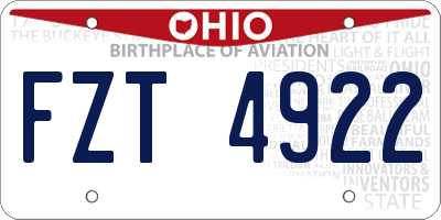 OH license plate FZT4922