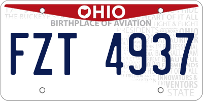 OH license plate FZT4937
