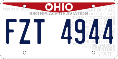 OH license plate FZT4944