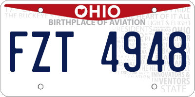 OH license plate FZT4948