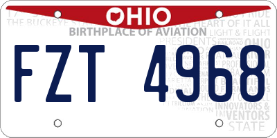 OH license plate FZT4968