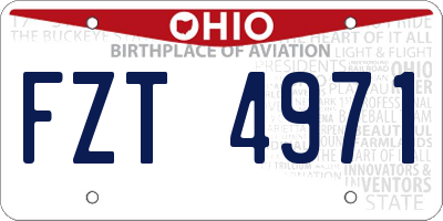 OH license plate FZT4971
