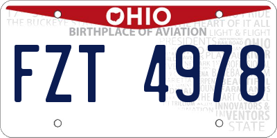 OH license plate FZT4978