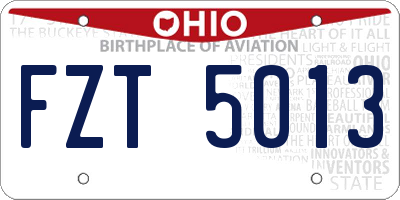OH license plate FZT5013