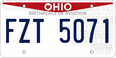 OH license plate FZT5071