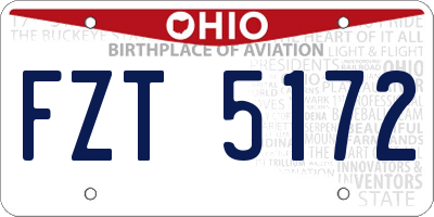 OH license plate FZT5172