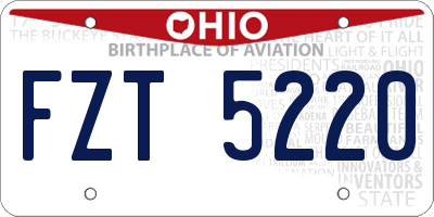 OH license plate FZT5220