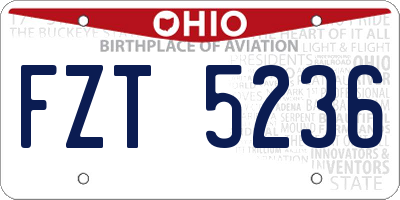 OH license plate FZT5236