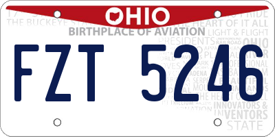 OH license plate FZT5246