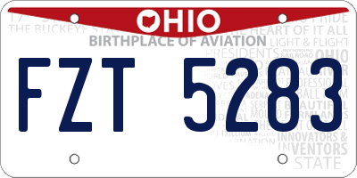 OH license plate FZT5283