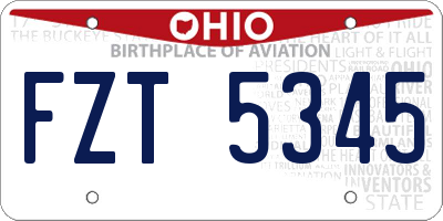 OH license plate FZT5345