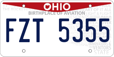 OH license plate FZT5355