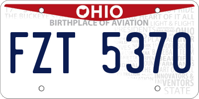OH license plate FZT5370