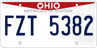 OH license plate FZT5382