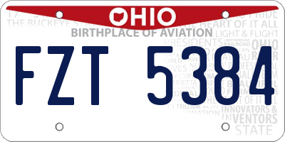 OH license plate FZT5384