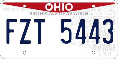 OH license plate FZT5443
