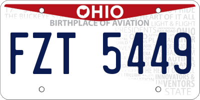 OH license plate FZT5449