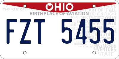 OH license plate FZT5455