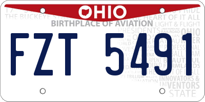 OH license plate FZT5491
