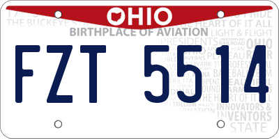 OH license plate FZT5514