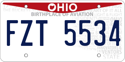 OH license plate FZT5534