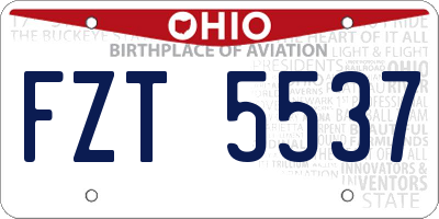 OH license plate FZT5537