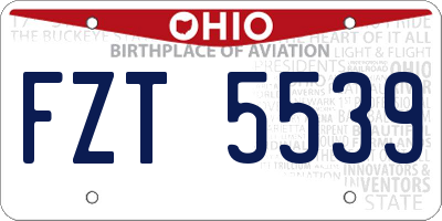 OH license plate FZT5539