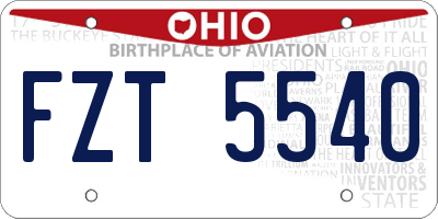 OH license plate FZT5540
