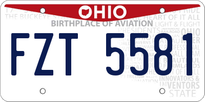 OH license plate FZT5581