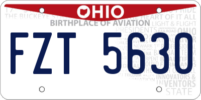 OH license plate FZT5630